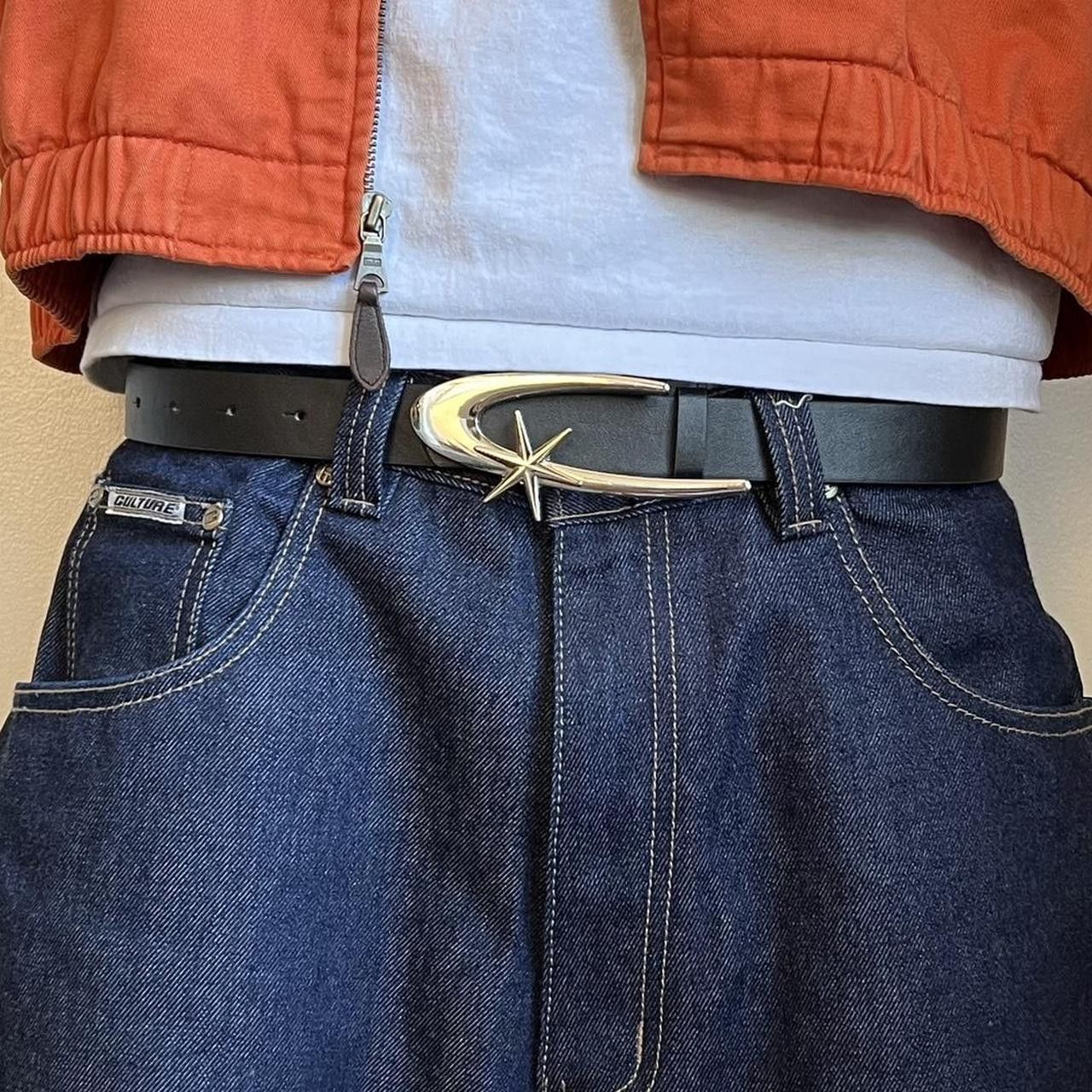 Japanese Brand y2k style chrome shooting star futuristic emblem grunge belt Size ONE SIZE - 1 Thumbnail
