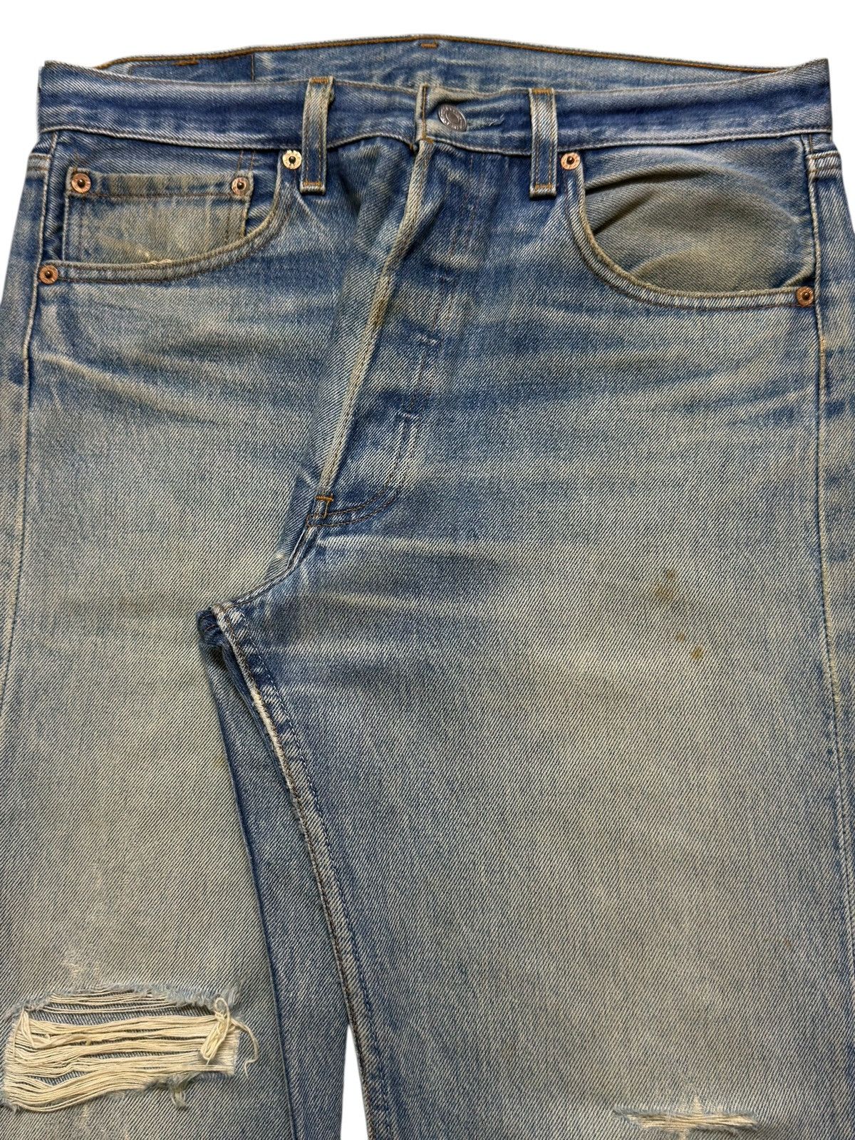 Levi's Vintage 90s Usa Levis 501xx Blue Faded Wash Distressed Jeans Size US 32 / EU 48 - 4 Thumbnail