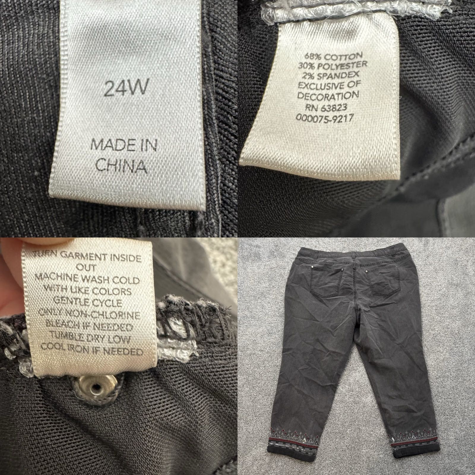 Vintage CJ Banks Plus Capri Jeans 24W Plus Slimming Embroidered Sequins Boho Tribal Festival Capri Jeans Gray Women 24W Womens Size 42" / US 20 - 8 Thumbnail