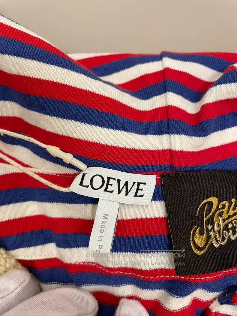 Loewe LOEWE Red and White Striped Cotton Hooded Dress Size XS / US 0-2 / IT 36-38 - 3 Thumbnail