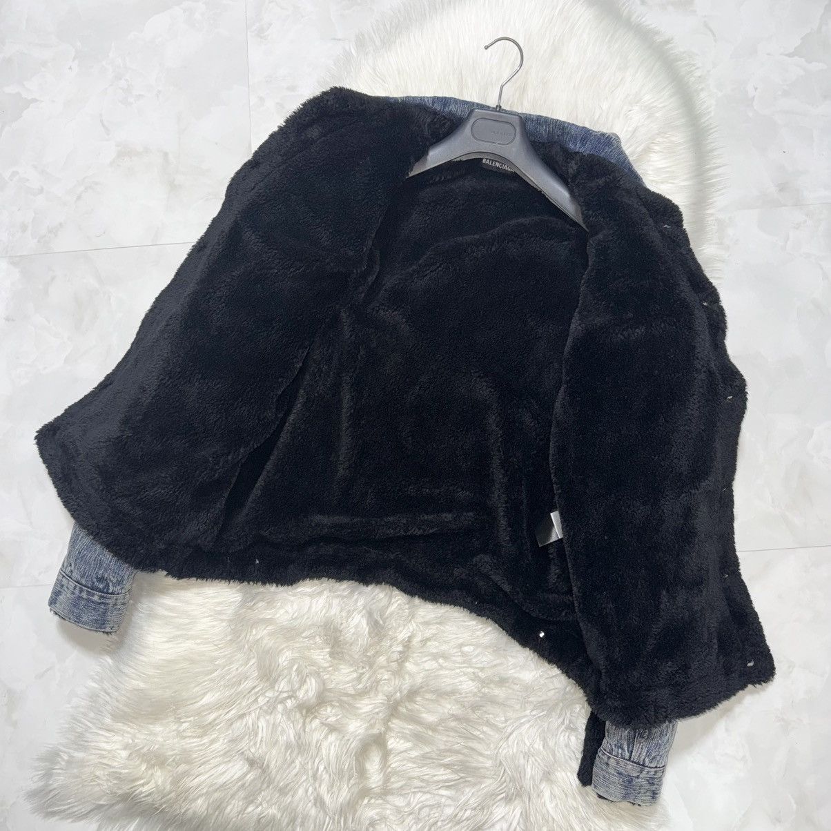 Balenciaga Balenciaga Boa Fur-Lined Marbled Denim Bomber Jacket, Size US S / EU 44-46 / 1 - 8 Thumbnail