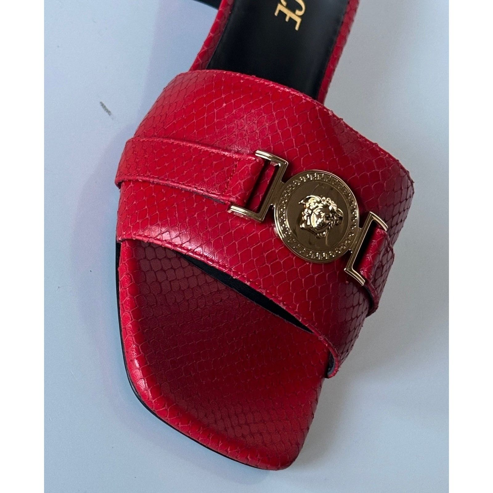 Versace VERSACE Gold Medusa Women's Dark Red Sandals 9 US 1014748 Size US 9 / IT 39 - 3 Thumbnail