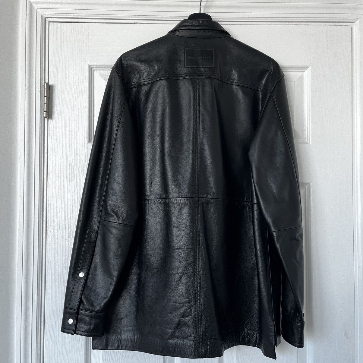 Purple Brand Purple Leather Long Shirt Jacket Shacket M Size US M / EU 48-50 / 2 - 5 Thumbnail