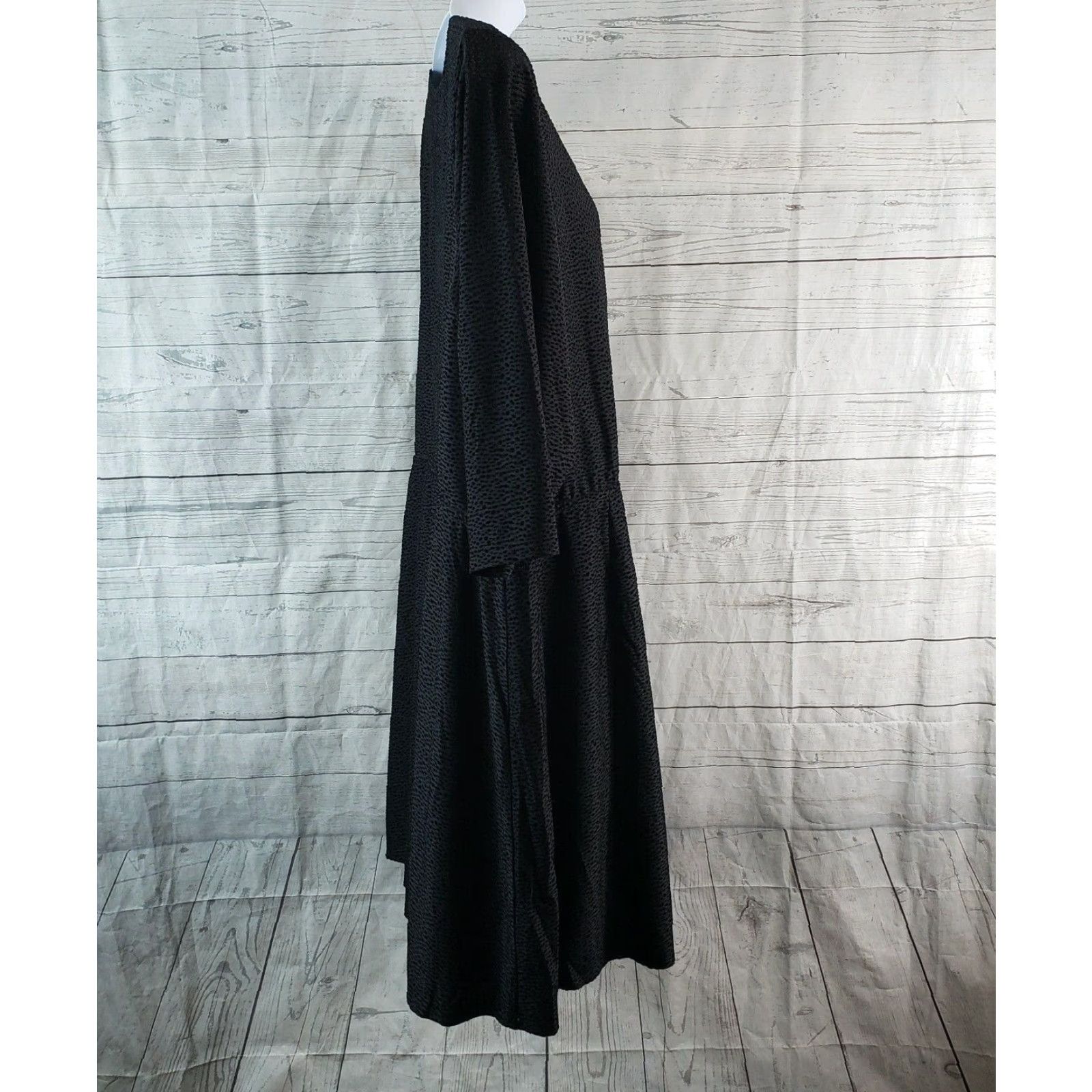 Vintage Lane Bryant Womens Dress Sz 26/28 Solid Black V-Neck A-Line Pullover Midi Plus Size 26/28 Womens Black Line Bryant Dress Size 4XL / US 24-26 - 3 Thumbnail