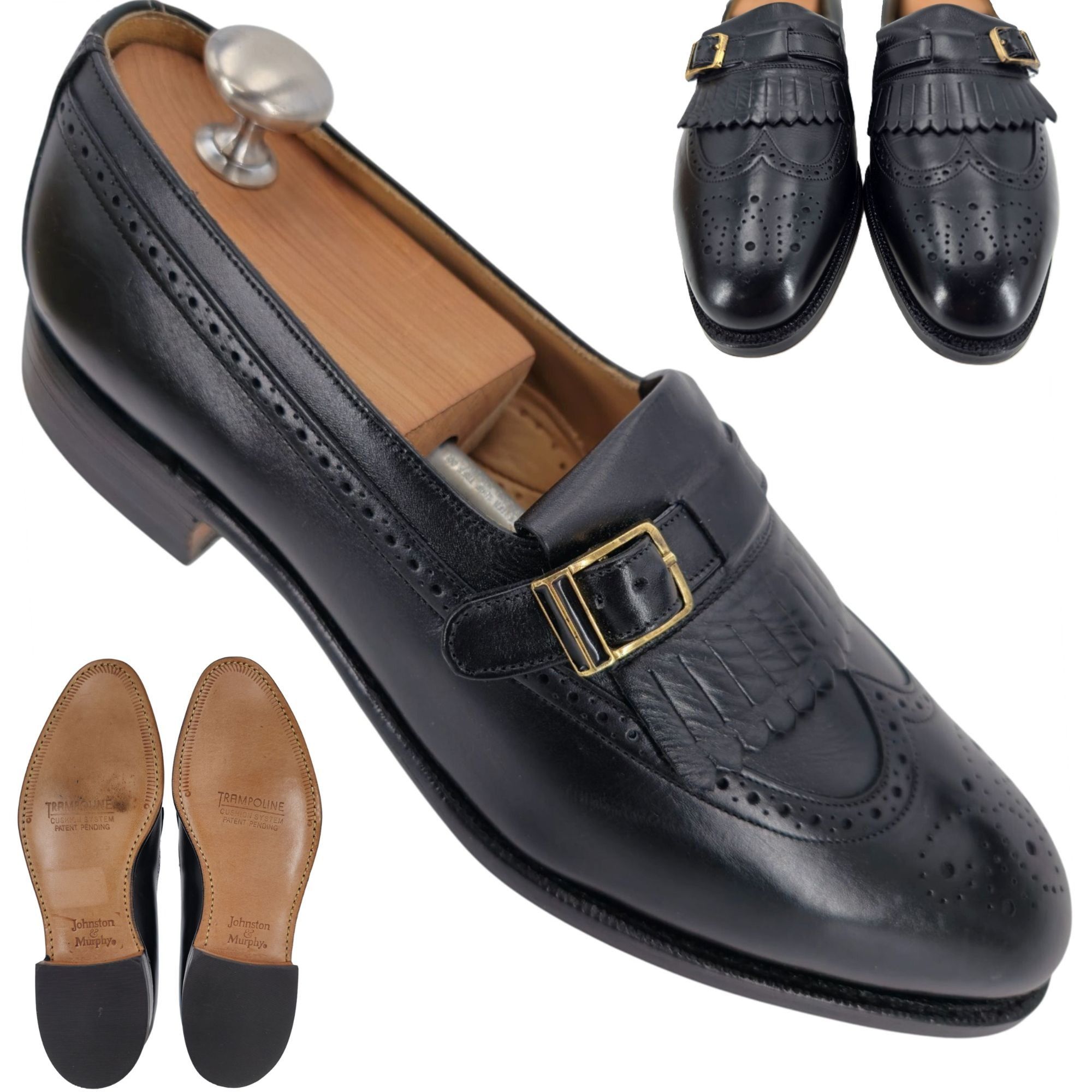 Johnston & Murphy New Vintage Johnston & Murphy Aristocraft Black Leather Monk Size US 8.5 / EU 41-42 - 12 Thumbnail