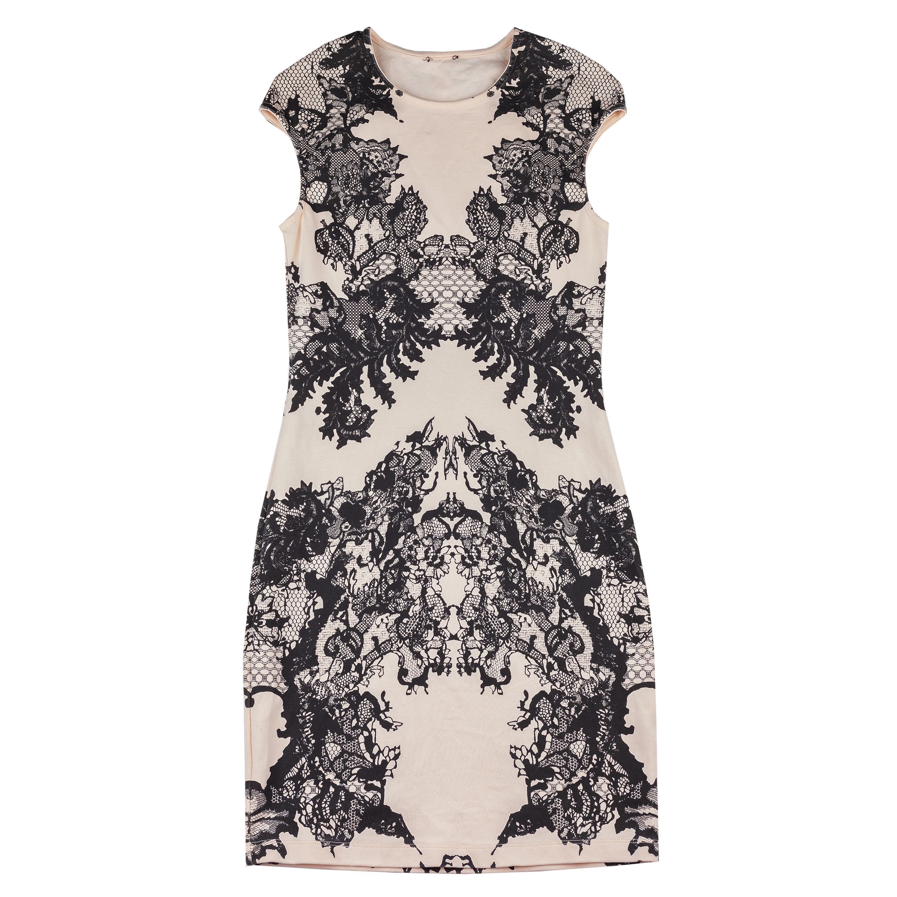 McQ Alexander McQueen McQ By Alexander McQueen Peach Lace Print Bodycon Dress Size S / US 4 / IT 40 - 2 Thumbnail