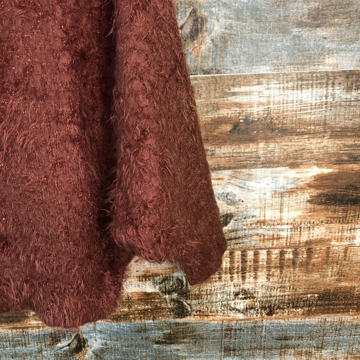 Homespun Knitwear × Japanese Brand Pimky Brown Cloaks fur mohair shaggy Knitwear #A1724 Size US M / EU 48-50 / 2 - 8 Thumbnail