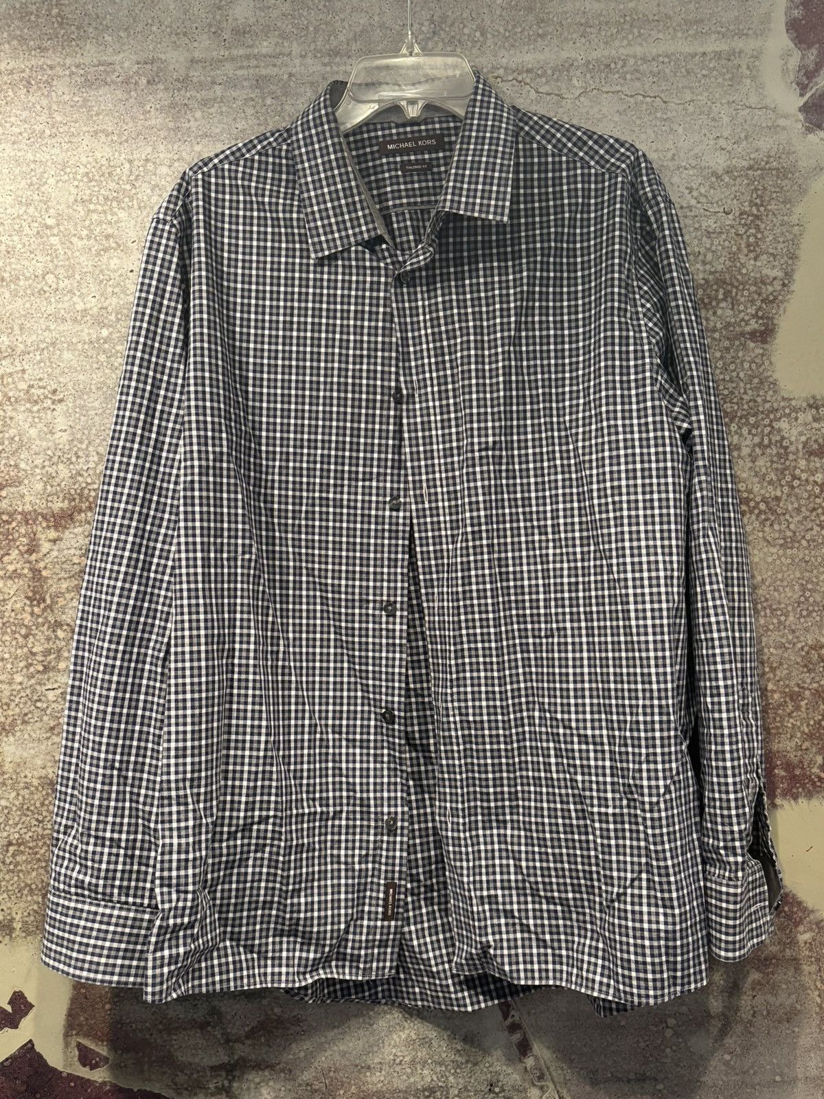 Michael Kors Michael Kors Button Up XXL Blue Checkered Tailored Fit Size US XXL / EU 58 / 5 - 1 Thumbnail