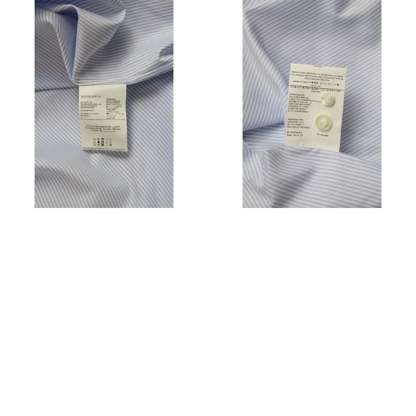 Suitsupply SUITSUPPLY Shirt Men's LARGE Slim Fit Button Down Blue Pinstripe Size US L / EU 52-54 / 3 - 8 Thumbnail