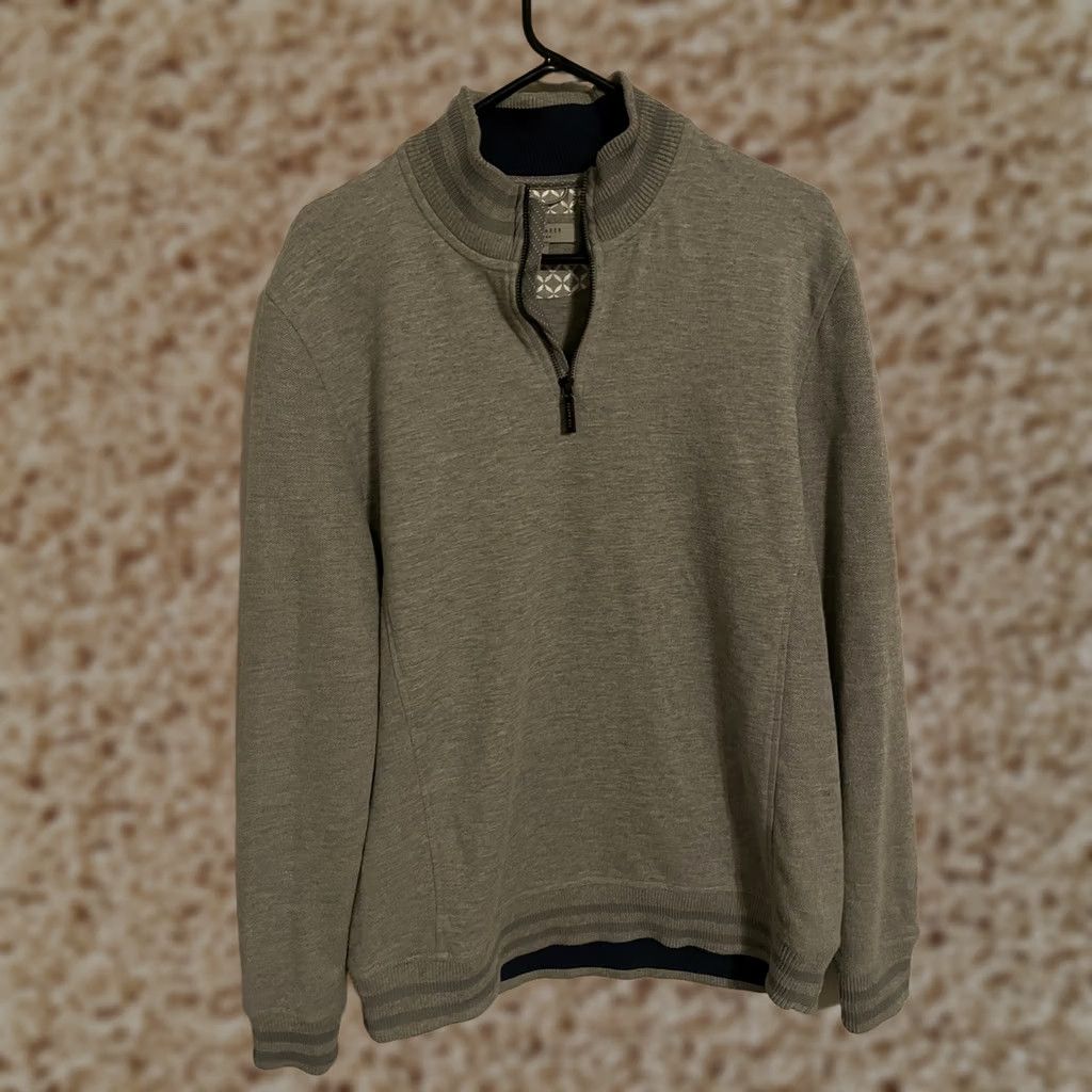Ted Baker Ted Baker Gray 1/4 Zip Pullover Sweater Sweatshirt - Men's 5 Size US S / EU 44-46 / 1 - 1 Thumbnail