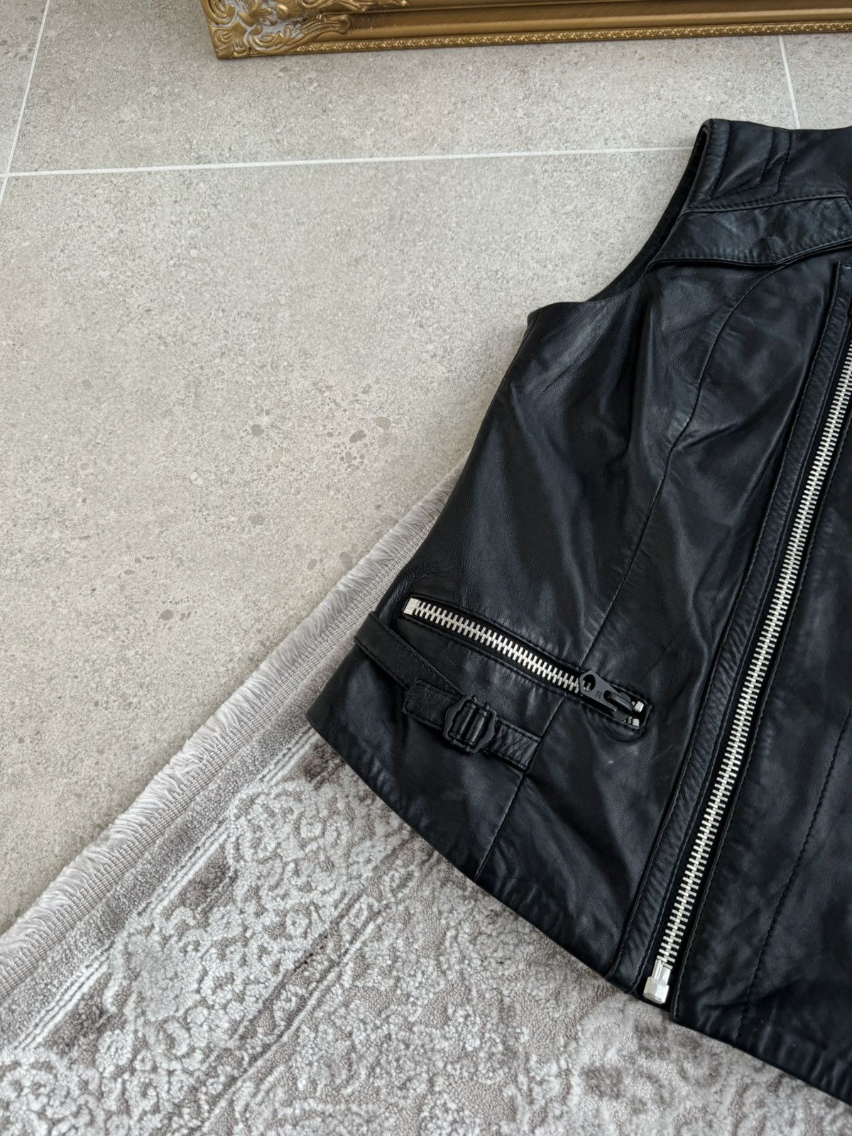 G-Star Vintage G-Star Raw Asymmetrical Leather Moto Racer Vest Y2K Size L / US 10 / IT 46 - 4 Thumbnail
