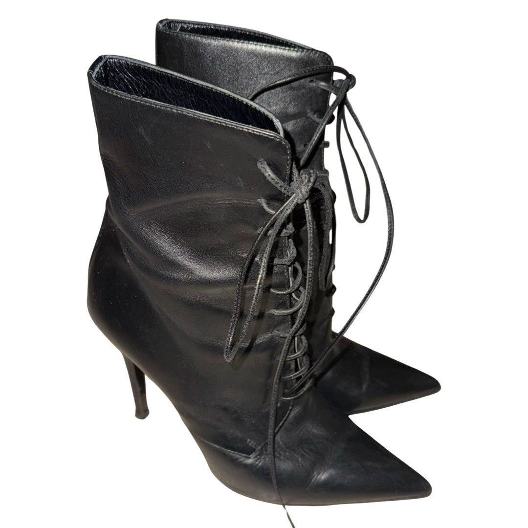 Yang Li Yang Li Black Lace Up Ankle Boots Size US 6 / IT 36 - 2 Thumbnail