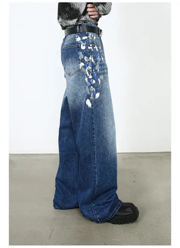 Japanese Brand Hitomi x Nami Men's street retro ink-splashed trendy jeans Size US 32 / EU 48 - 5 Thumbnail