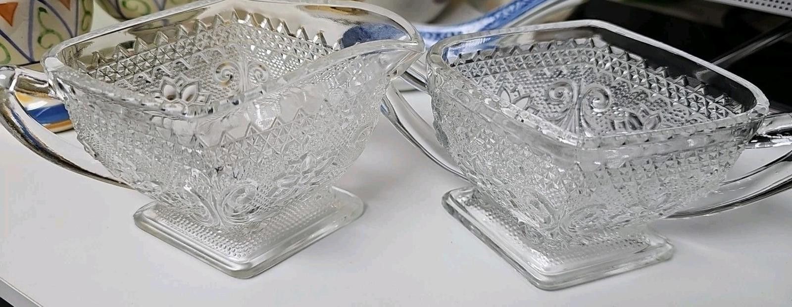 Other Indiana Glass Co. Sandwich Crystal Creamer & Sugar Set, Vtg Size ONE SIZE - 1 Preview