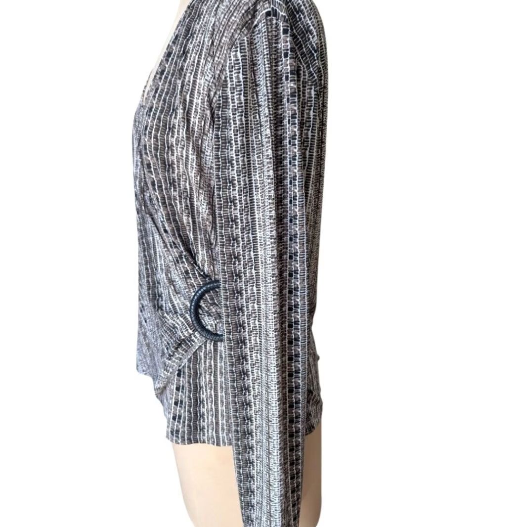 Vintage VINTAGE Due Per Due Long Sleeve Surplice Blouse Womens XL Gray EUC Office Career Shirt Size XL / US 12-14 / IT 48-50 - 3 Thumbnail