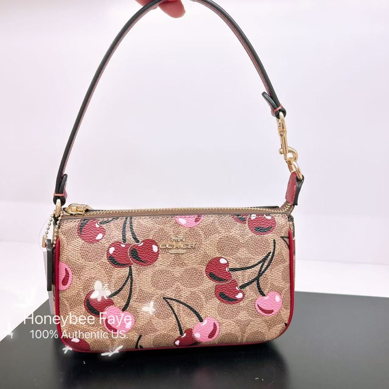Coach 🍒 Nolita 19 In Signature Canvas With Cherry Print CZ011 Size ONE SIZE - 1 Thumbnail
