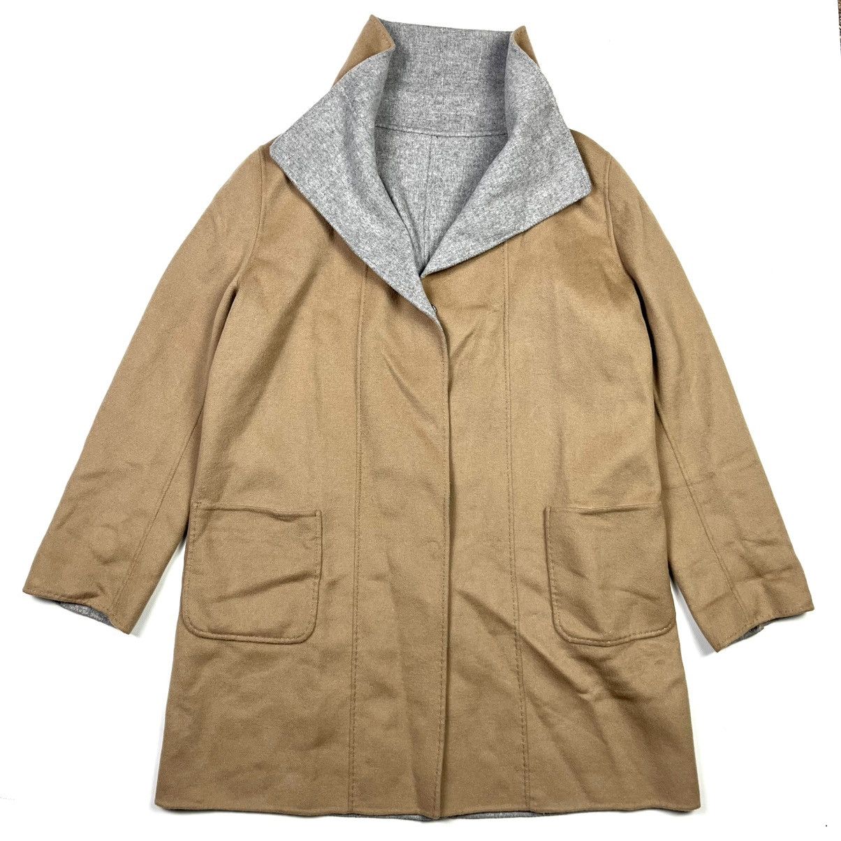 Max Mara × Weekend Max Mara Weekend Max Mara Twin Side Wool Coat Brown & Grey Belt Size XL / US 12-14 / IT 48-50 - 1 Thumbnail