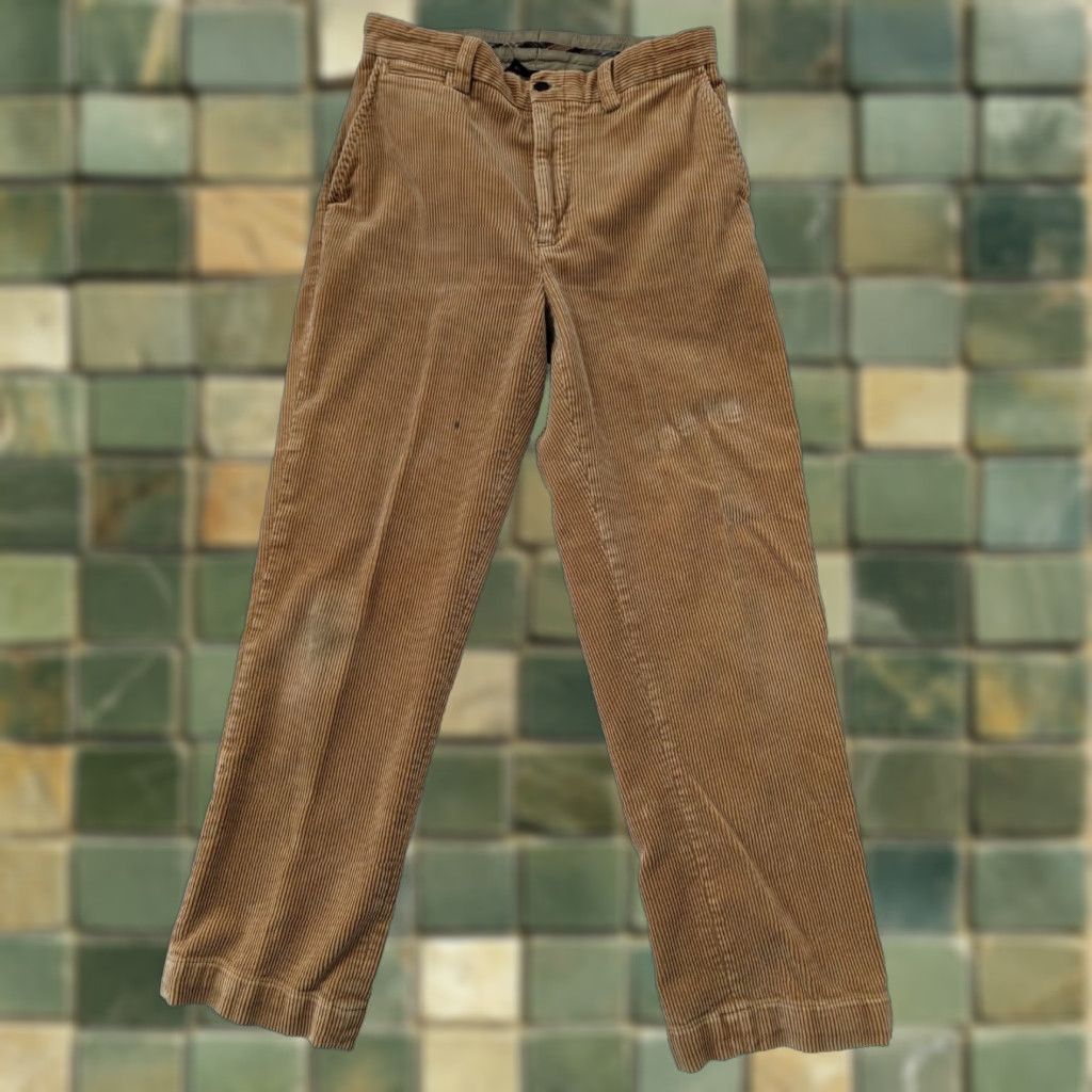 Polo Ralph Lauren VINTAGE Polo Ralph Lauren Corduroy Pants Men 33x30 Brown Distressed P5M Regular Straight 5-Pocket Front Zip Casual Pants Brown Mens Size US XS / EU 42 / 0 - 1 Thumbnail