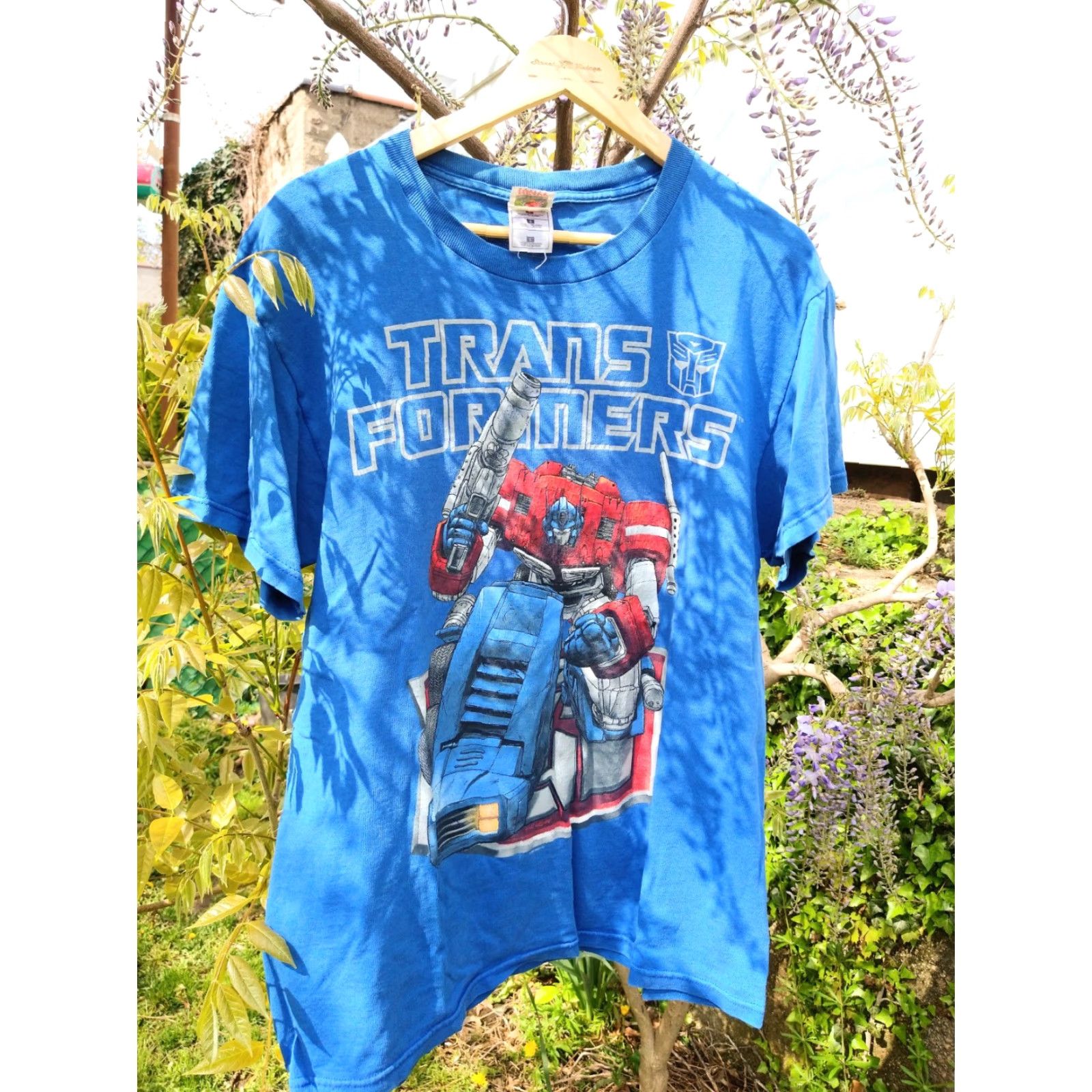 Fruit Of The Loom VINTAGE Transformers T shirt Grail 2002 Distressed Optimus prime 90s Cartoon Blue Large Men Shirt Size US L / EU 52-54 / 3 - 2 Thumbnail