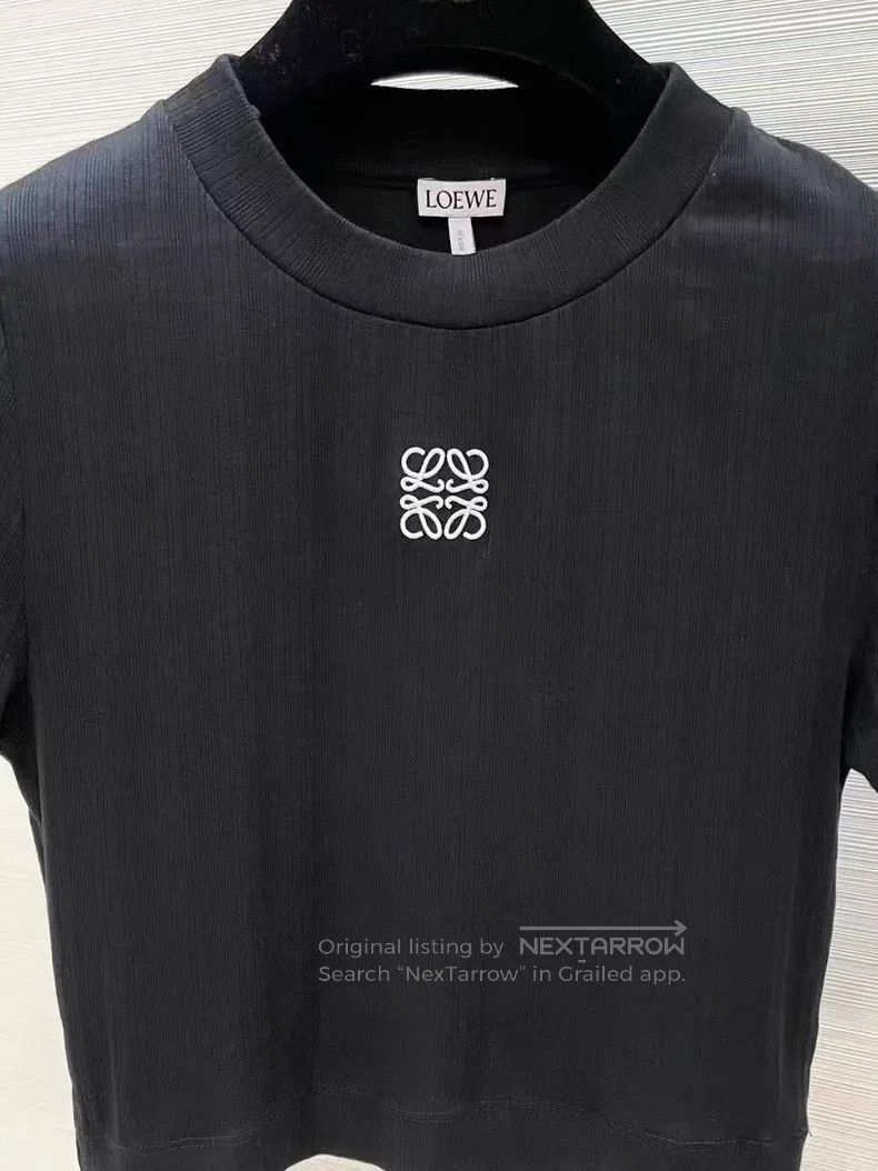 Loewe Loewe Black knitted logo short-sleeve top, cropped Size M / US 6-8 / IT 42-44 - 3 Thumbnail