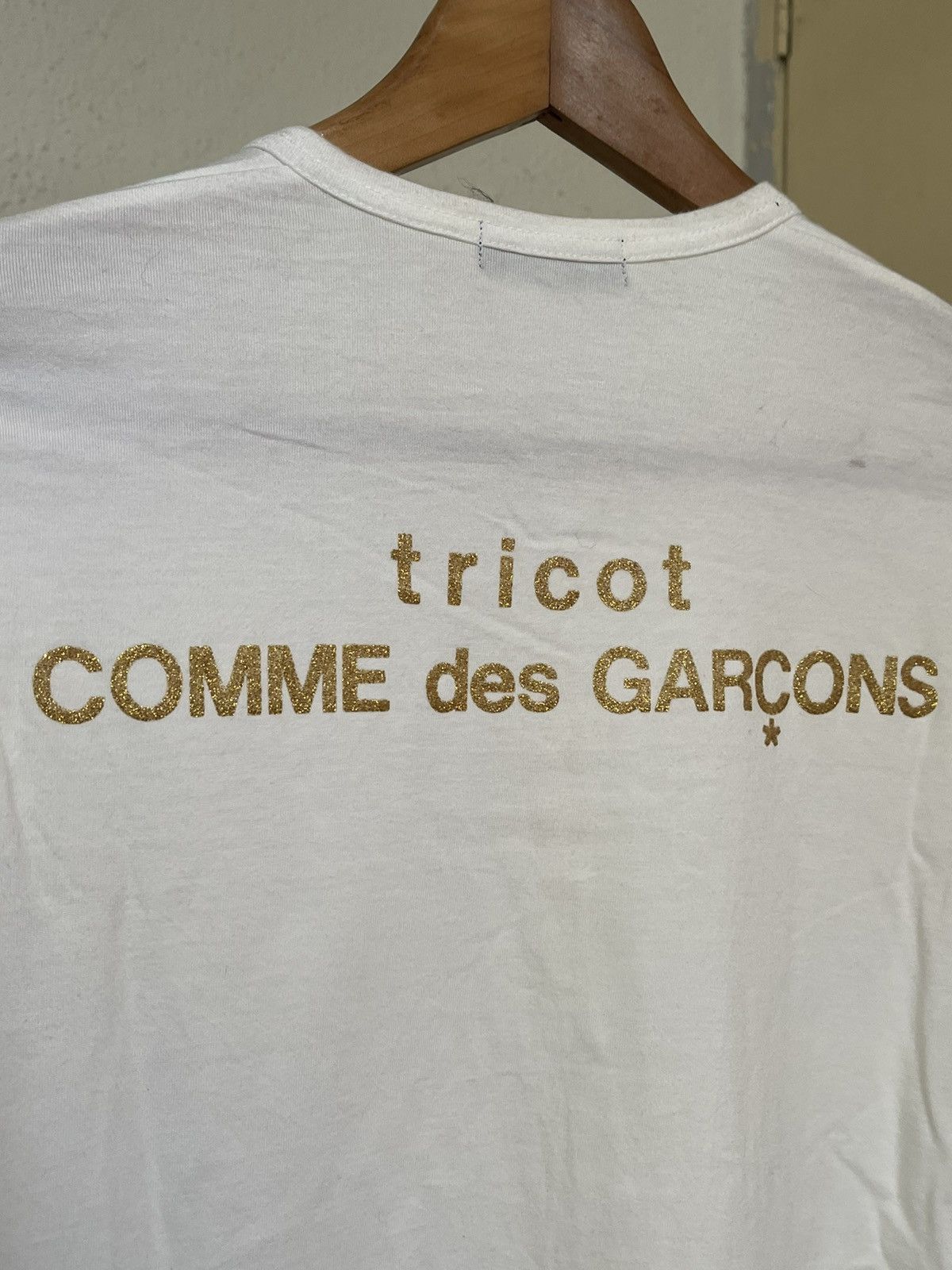 Japanese Brand × Tricot Comme des Garcons Tricot Comme Des Garcons Gold Print Glitter Longsleeve Size S / US 4 / IT 40 - 4 Thumbnail