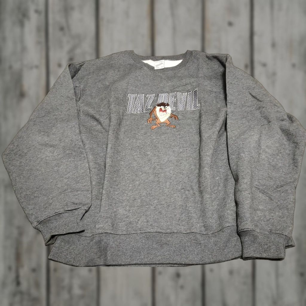 Vintage VINTAGE Warner Bros. Studio Sweatshirt Mens XL Gray Tasmanian Devil Taz Crewneck Pullover Sweatshirt Size XL Ladies? Size US XL / EU 56 / 4 - 1 Thumbnail
