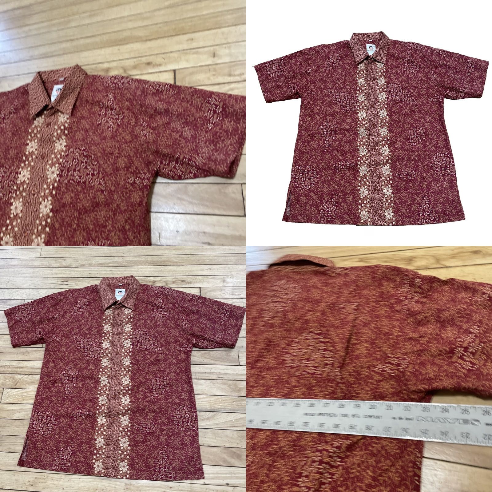 Vintage VINTAGE KERIS Fashion Hawaiian Shirt Men L Floral Tribal Stripe Orange Red Cotton Short Sleeve Button-Up Collared Size US L / EU 52-54 / 3 - 10 Thumbnail