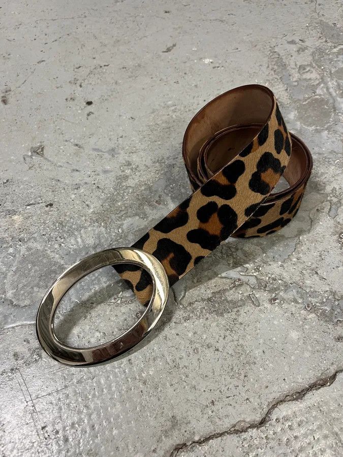 Dolce & Gabbana 2000s Dolce & Gabbana Pony Hair Leopard Leather Belt Size ONE SIZE - 2 Thumbnail