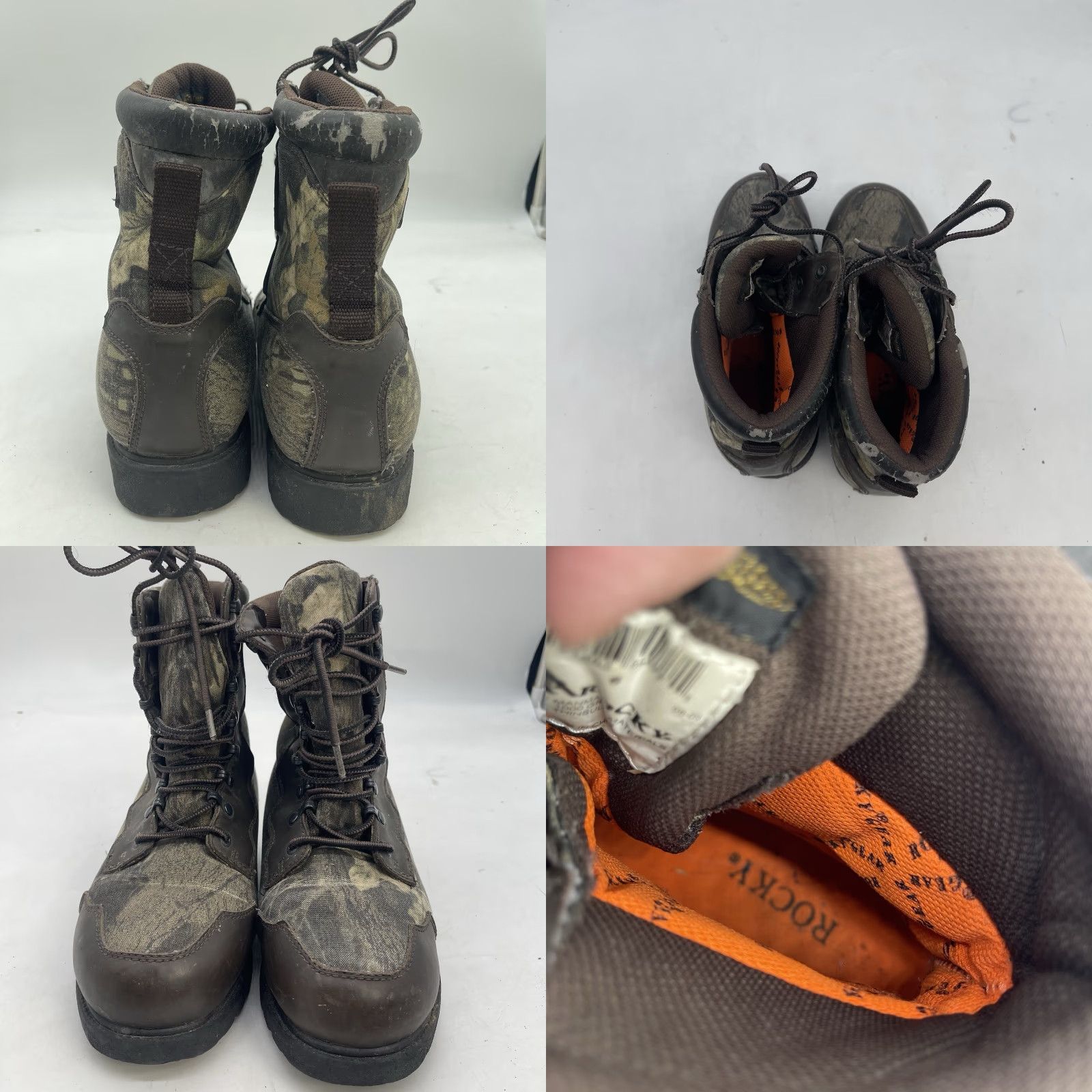 Vintage ROCKY THINSULATE Boots Mens 6 Camouflage Hunting Hiking Workwear Lace Up Mid-Calf Brown Leather Upper Synthetic Size US 6 / EU 39 - 8 Thumbnail