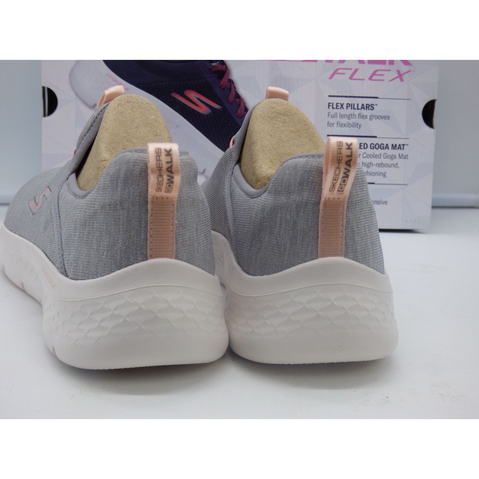 SKECHERS Skechers Womens Go Walk Flex Lucy Walking Shoes, Gray/Pink, Size US 8.5 / IT 38.5 - 3 Thumbnail