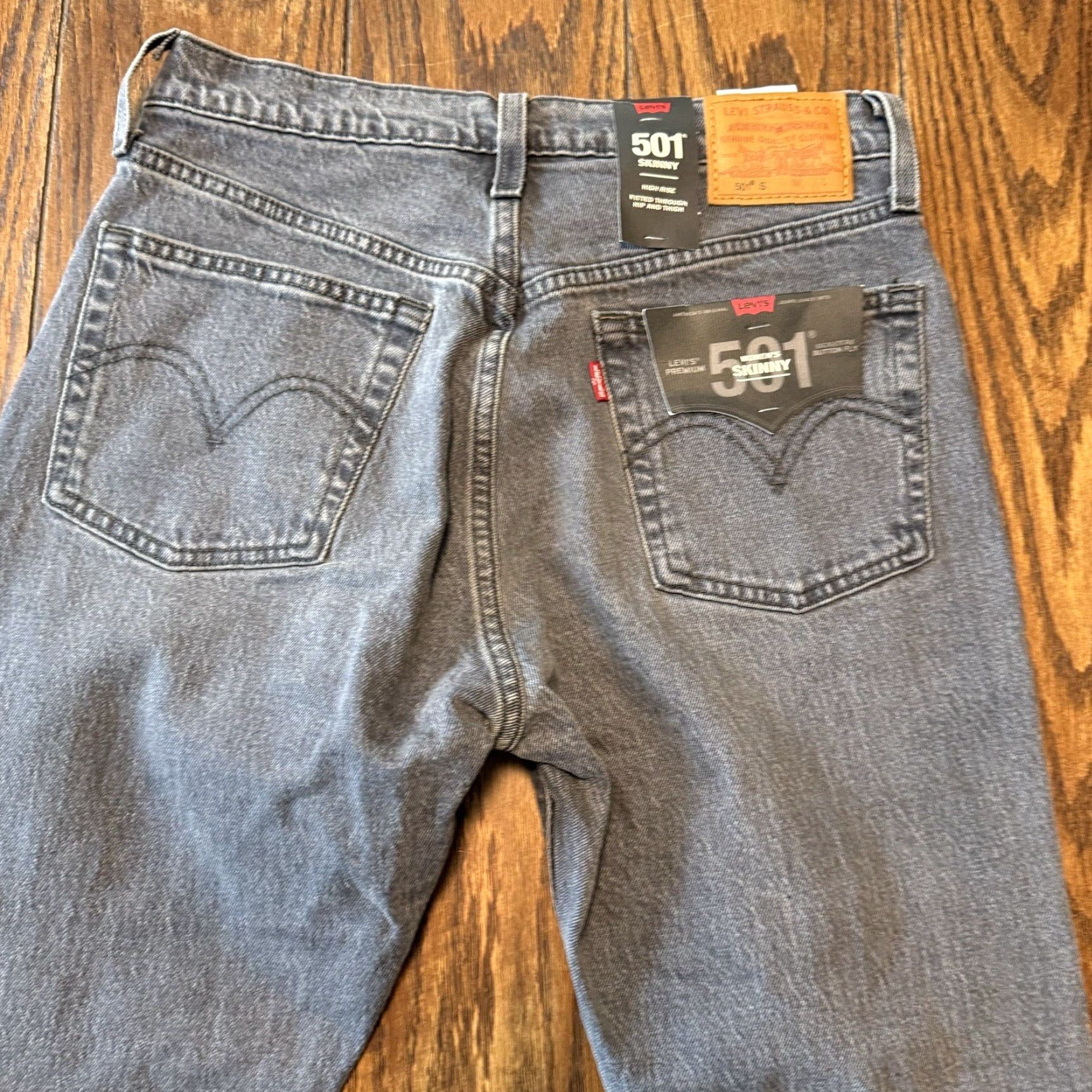 Levi's Levi's 501 Skinny High Rise Button Fly Jeans Womens 27x28 Faded Black Gray Size 27" / US 4 / IT 40 - 2 Thumbnail