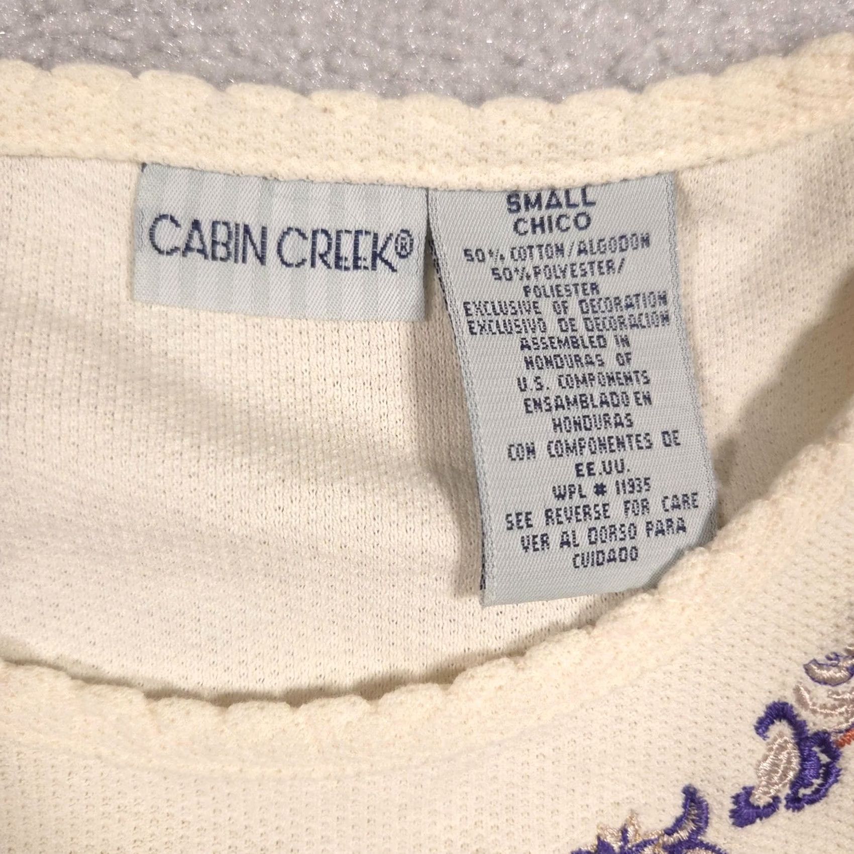 Vintage VINTAGE Cabin Creek Shirt Womens Small Ivory Floral Embroidered Thermal Long Sleeve Top Size S / US 4 / IT 40 - 5 Thumbnail