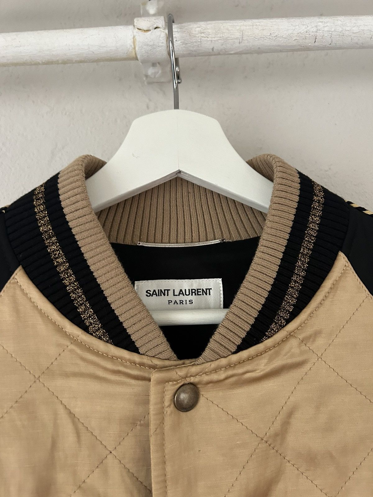 Saint Laurent Paris Gold Satin Teddy Bomber Jacket Size US M / EU 48-50 / 2 - 6 Thumbnail
