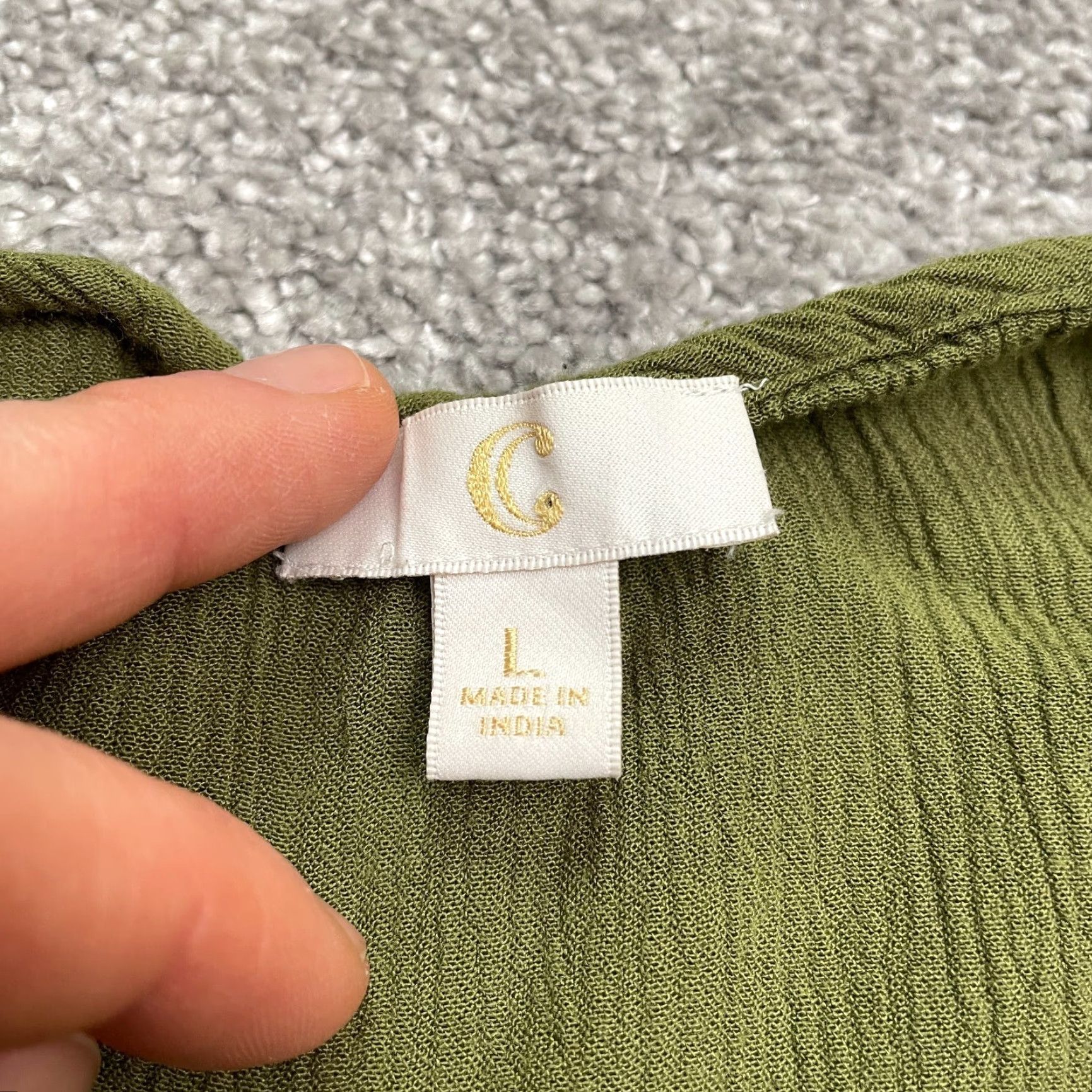 Vintage Cato Blouse Shirt Womens Large Green Embroidered Cold Shoulder Round Neck Tunic Size L / US 10 / IT 46 - 6 Thumbnail