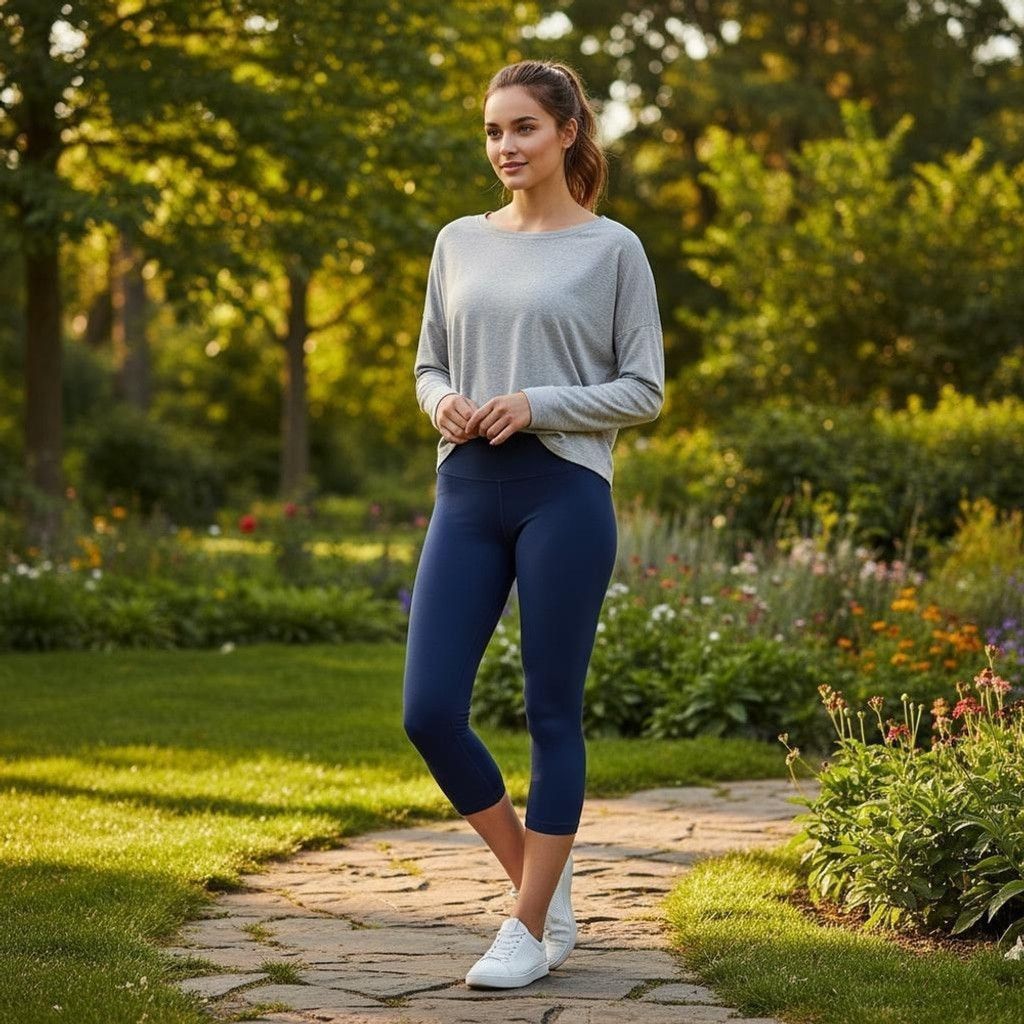 J.Crew J. Crew Active Navy Blue Ribbed Leggings Size Medium Size 30" / US 8 / IT 44 - 1 Thumbnail