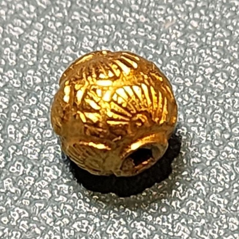 Vintage 7MM 18k Yellow Gold Round Textured Spacer Bead Charm Size ONE SIZE - 1 Thumbnail