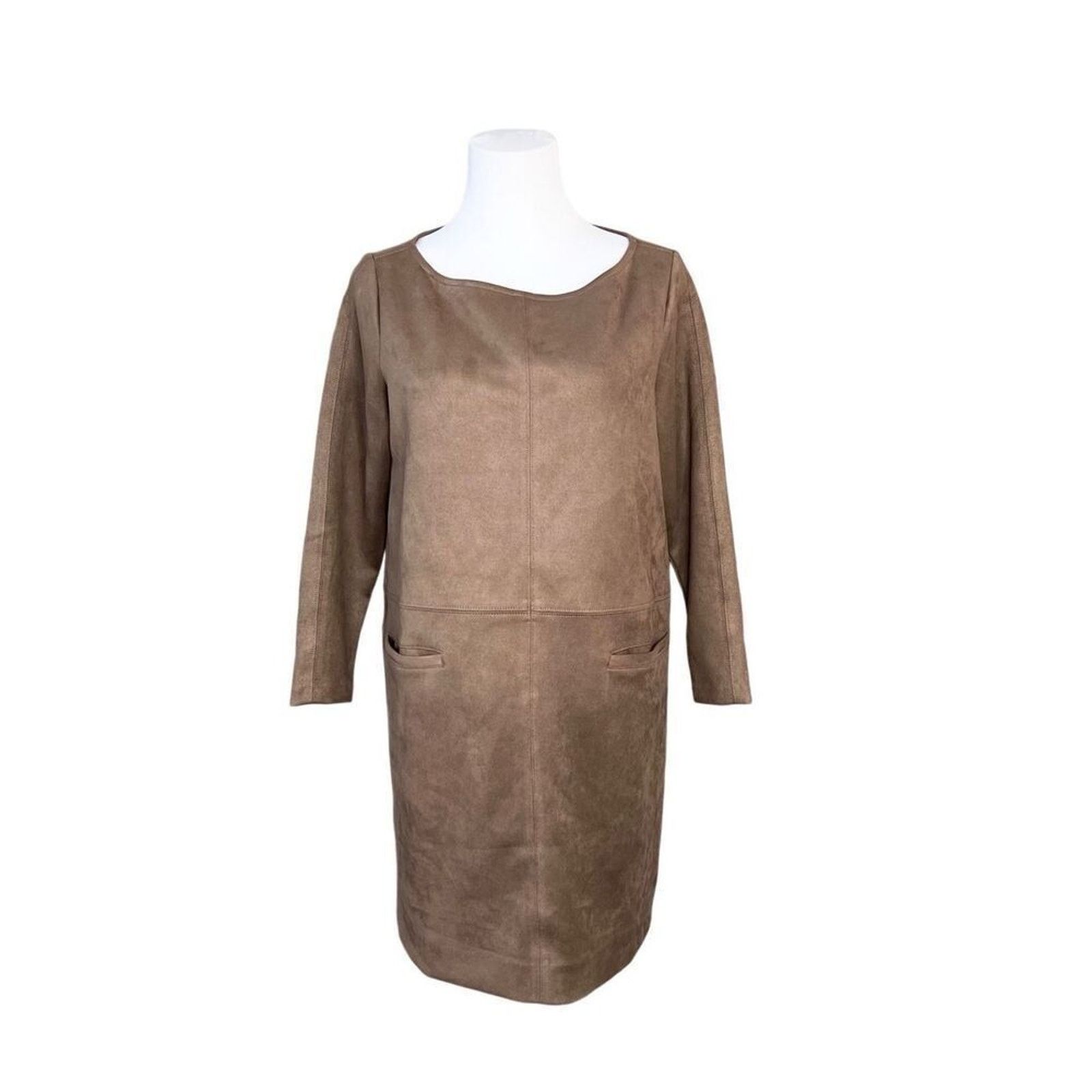 Ann Taylor Ann Taylor Seamed Faux Suede Brown Shift Dress 8P Petites Size M / US 6-8 / IT 42-44 - 1 Thumbnail