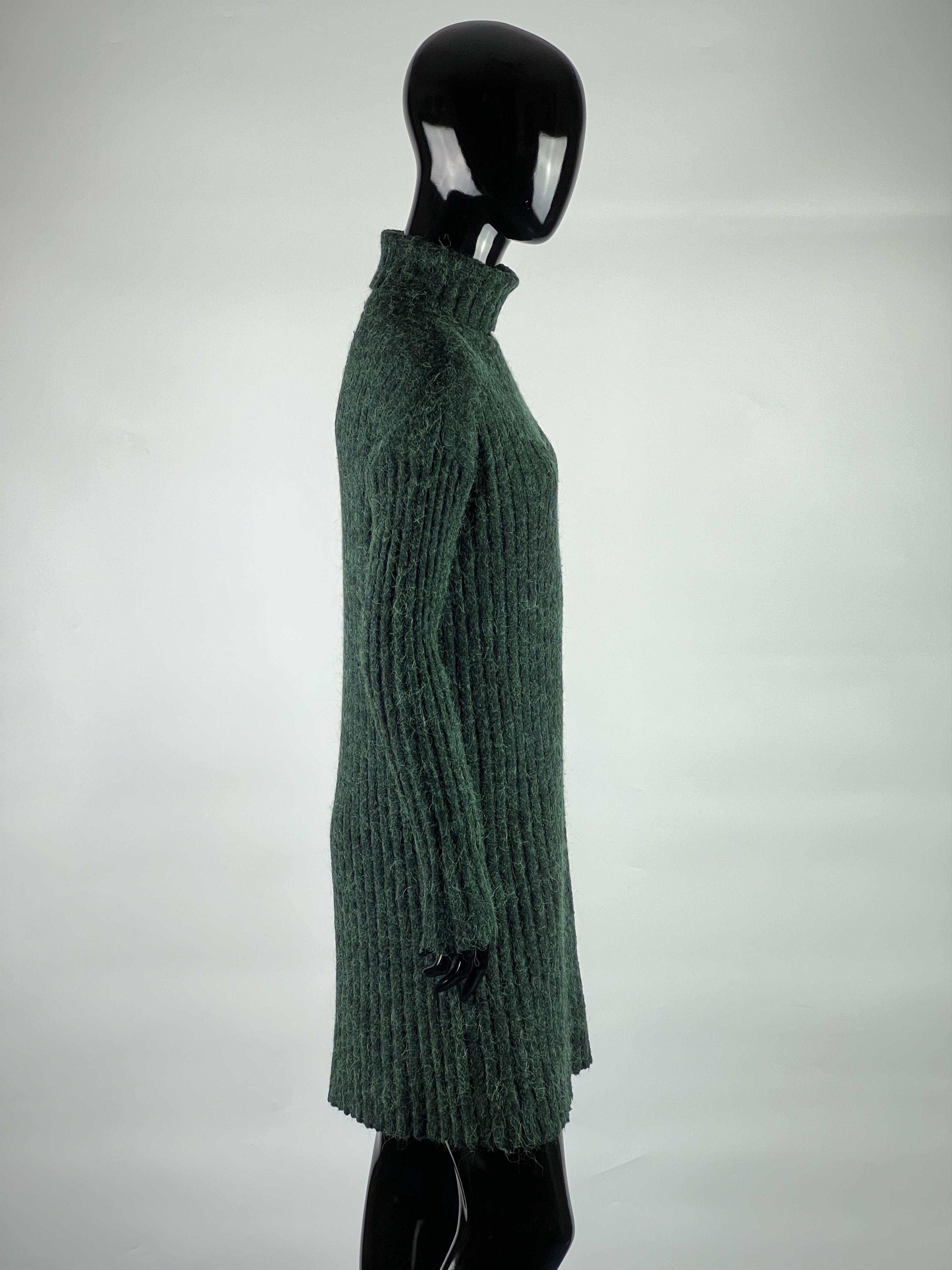 Designer Mbym Green Alpaca Long Sleeve Dress Size XS/S Size XS / US 0-2 / IT 36-38 - 2 Thumbnail