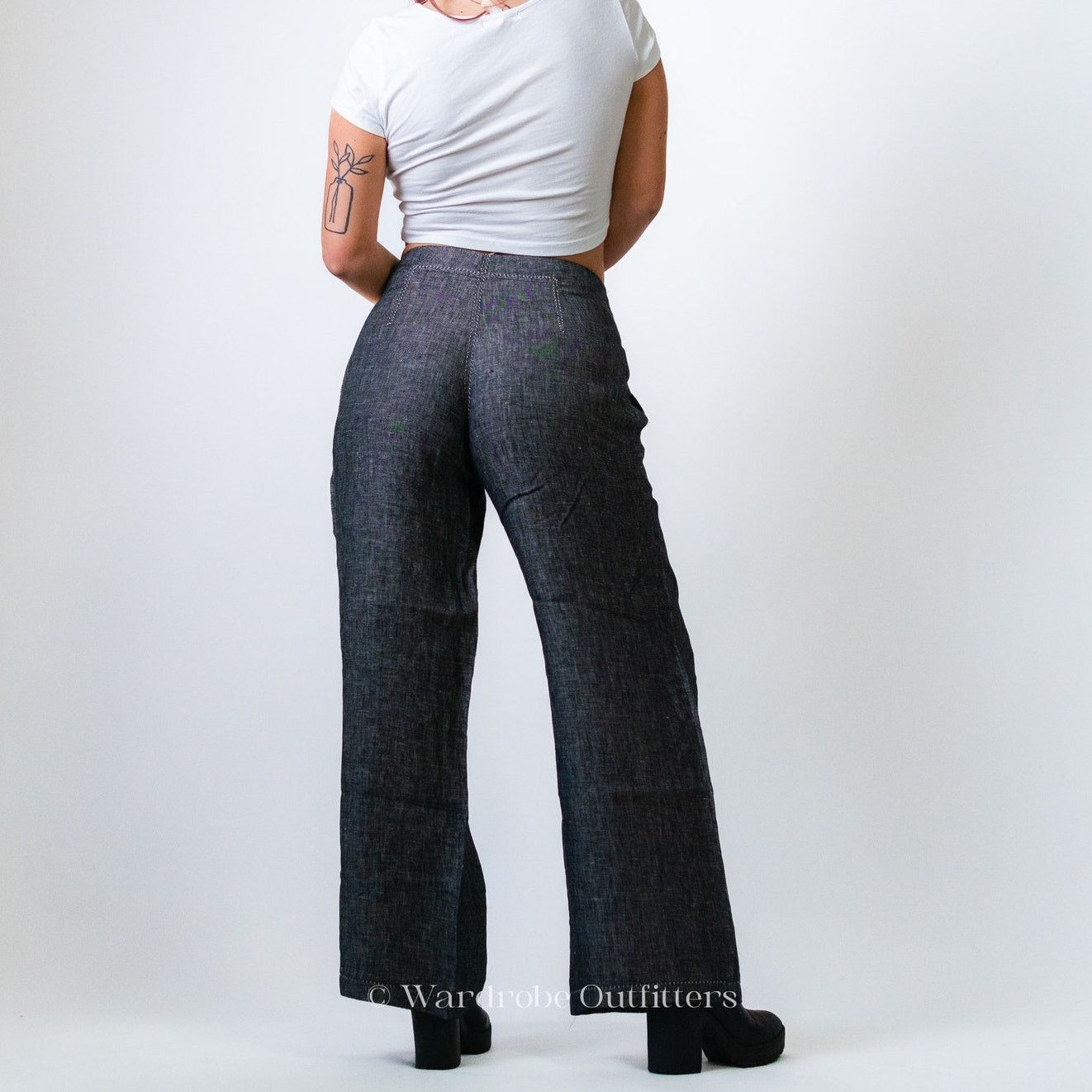 Designer Max Studio Grey Wide Leg Dress Slacks Size 28" / US 6 / IT 42 - 3 Thumbnail