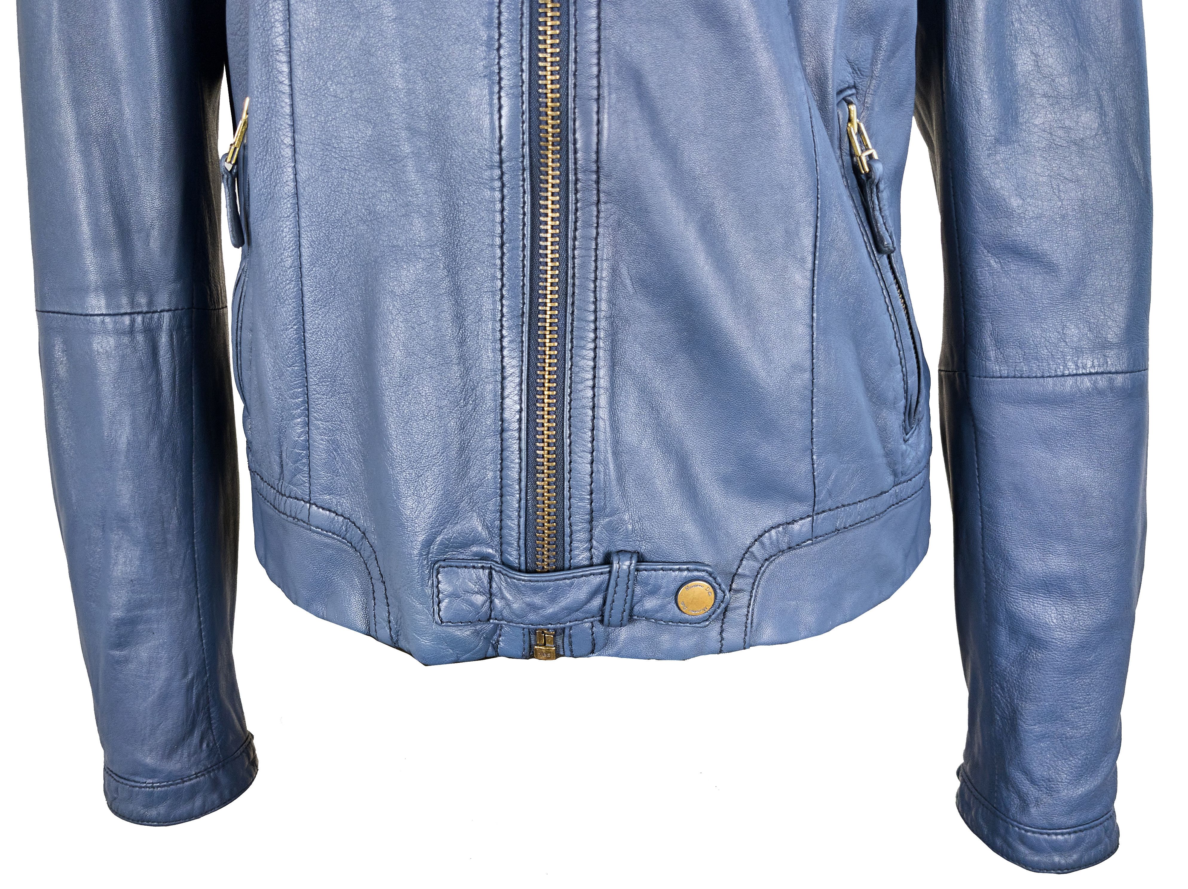 Massimo Dutti Massimo Dutti women's blue leather jacket Size L / US 10 / IT 46 - 10 Thumbnail