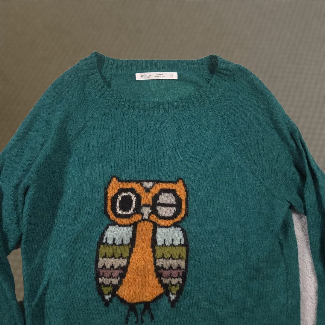 Vintage Woolrich Sweater Womens L Green Owl Graphic Crew Neck Mohair Blend Knit Size L / US 10 / IT 46 - 1 Thumbnail