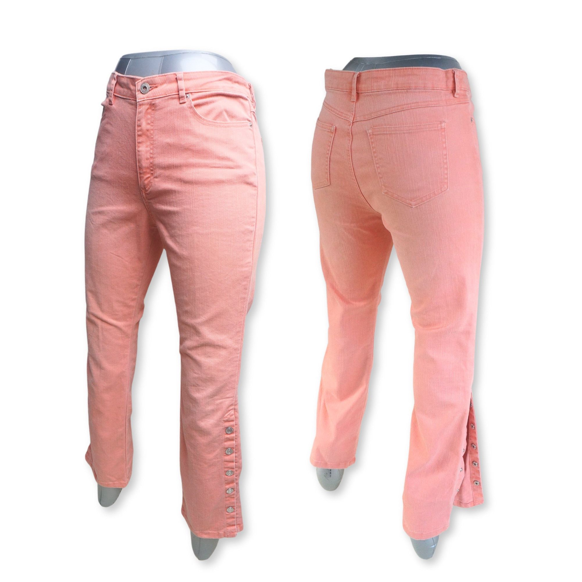Japanese Brand LEMIORE Pink Flare Jeans with Side Buttons Size 30" / US 8 / IT 44 - 10 Thumbnail