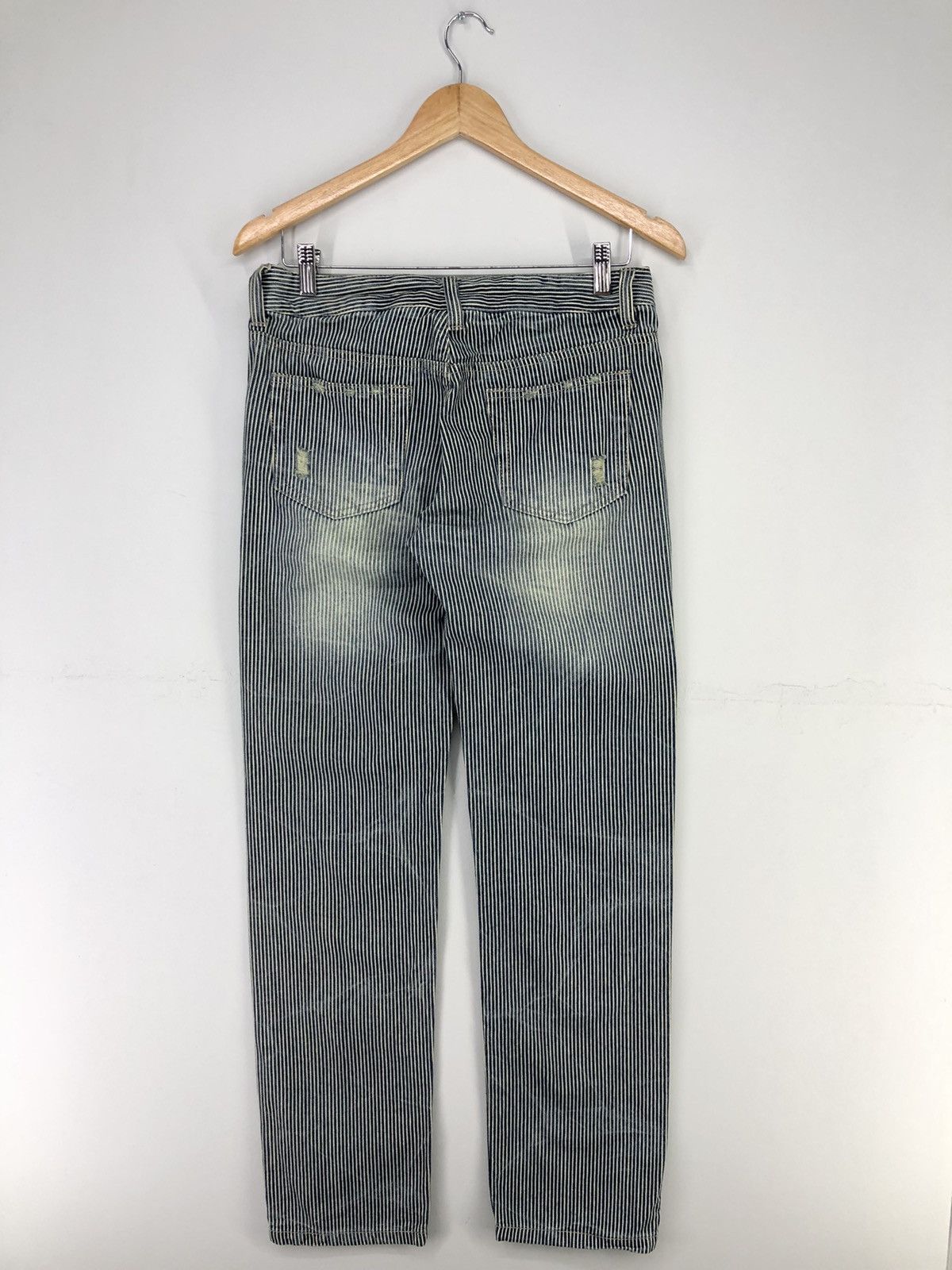 Japanese Brand Vintage Japanese Wave List Distressed Hickory Stripe Jeans Size US 29 - 2 Thumbnail