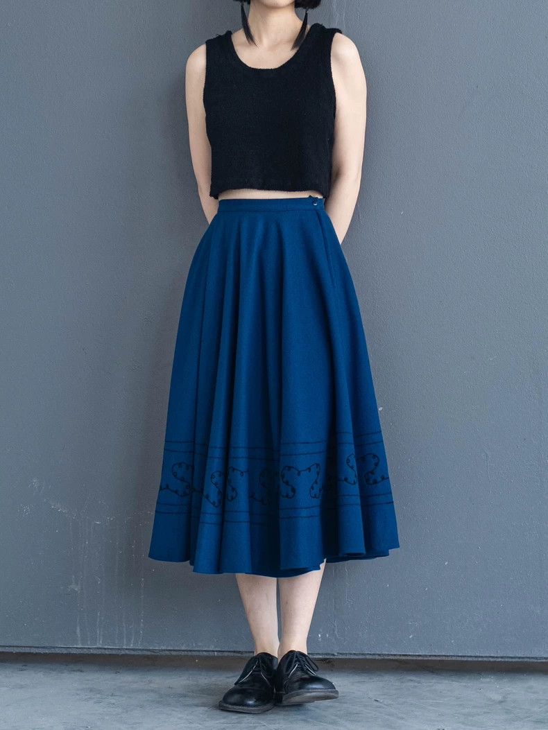 Kenzo KENZO Blue wool embroidered half dress Size 24" / US 00 / IT 34 - 3 Thumbnail