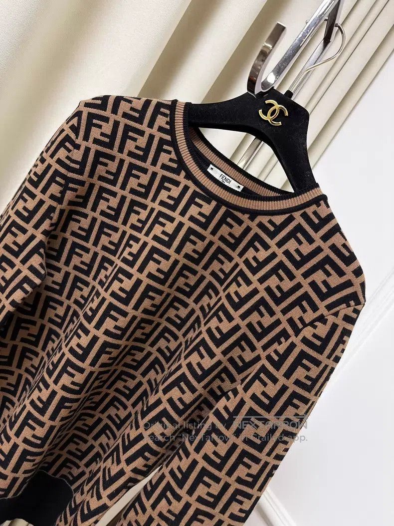 Fendi Fendi Brown knitted sweater with FF monogram logo Size S / US 4 / IT 40 - 6 Thumbnail