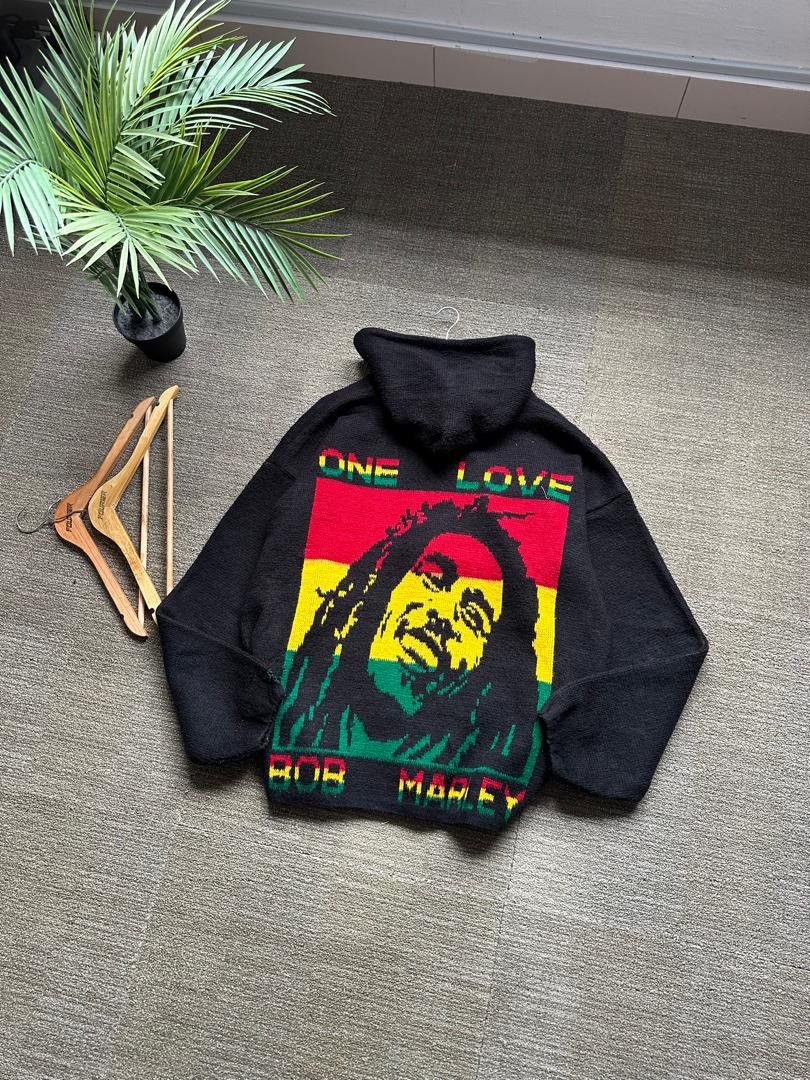 Bob Marley × Vintage VINTAGE 90’s KNIT WOOL BOB MARLEY RASTA ZIPPER HOODIE Size US XL / EU 56 / 4 - 2 Thumbnail