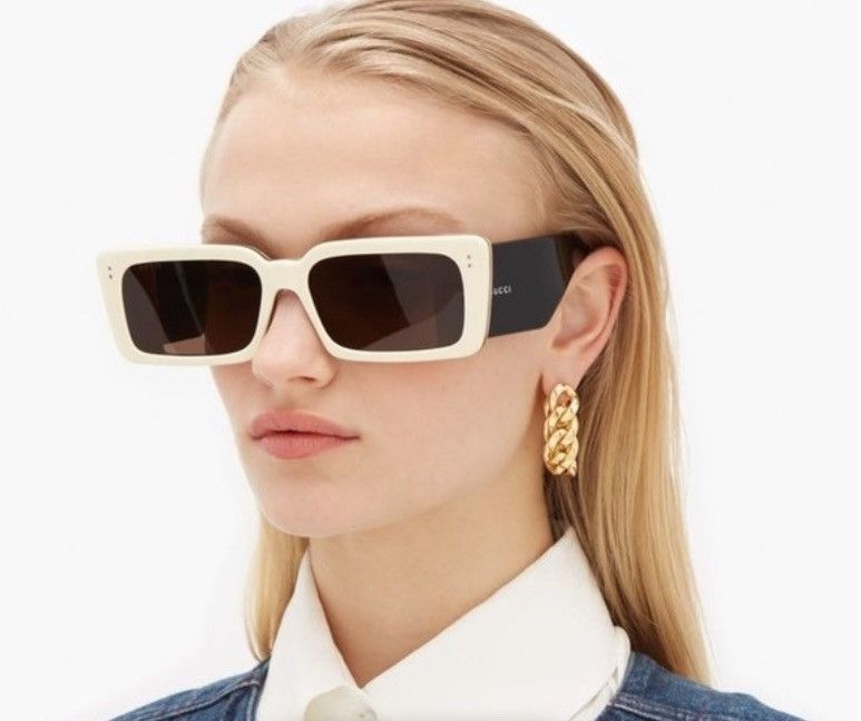 image of Gucci Gg0543S 543 002 Ivory Black Brown in Black Beige, Women's
