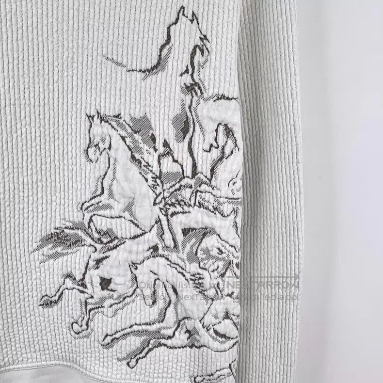 Hermes Hermes White Horse Totem Jacquard Cotton Crew Neck Long Sl Size US M / EU 48-50 / 2 - 4 Thumbnail