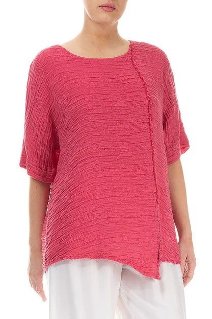 Designer GRIZAS Linen Silk Textured Asymmetric Top Tunic Sz M Blouse Size M / US 6-8 / IT 42-44 - 2 Thumbnail