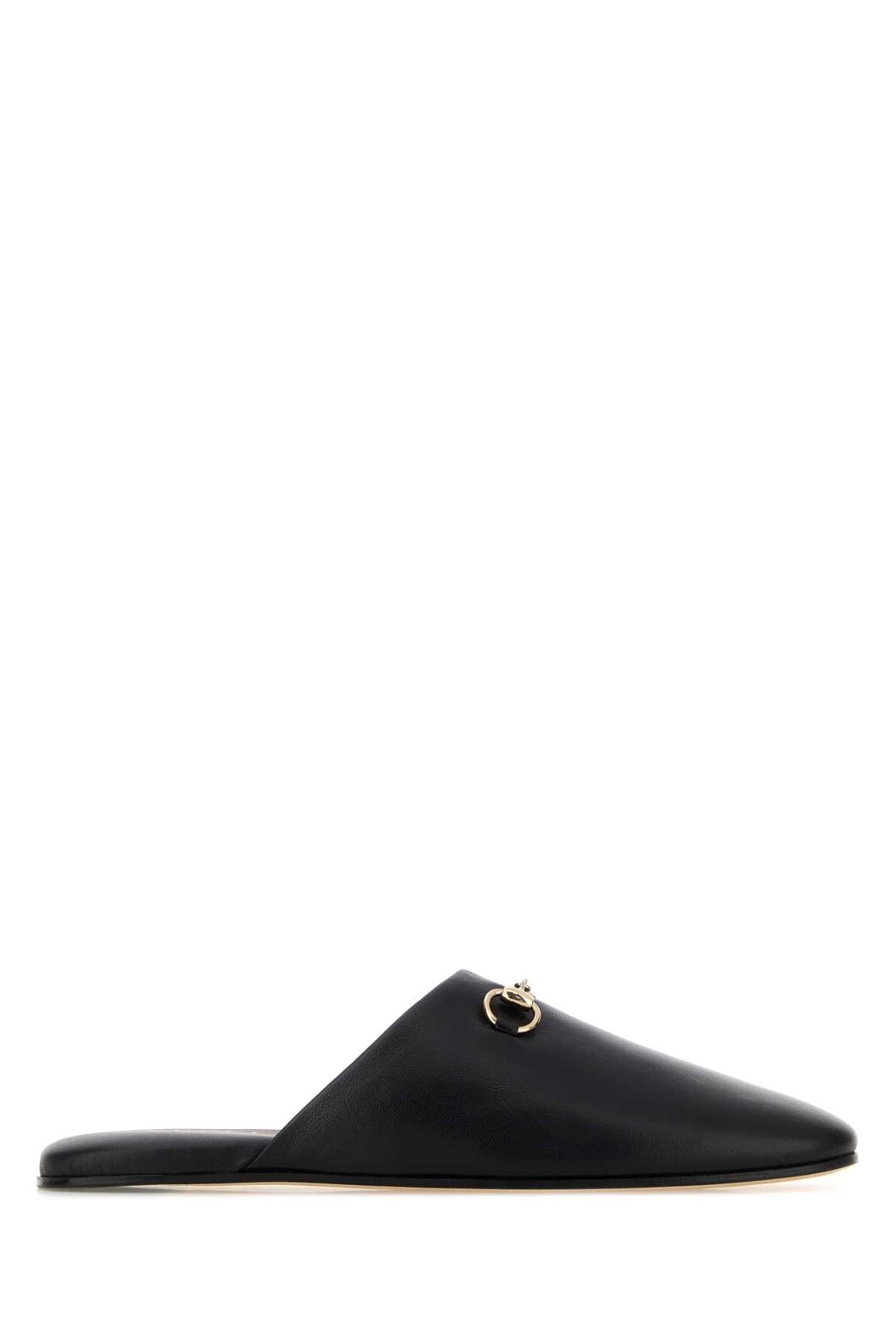 Gucci Black Nappa Leather Slippers Size US 9 / IT 39 - 1 Thumbnail